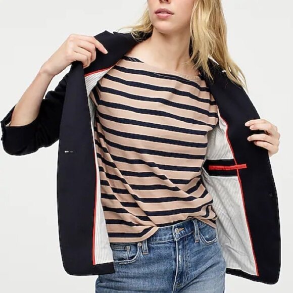 New J. Crew Regent Wool Navy Blue Gray Blazer 4 - Picture 3 of 6